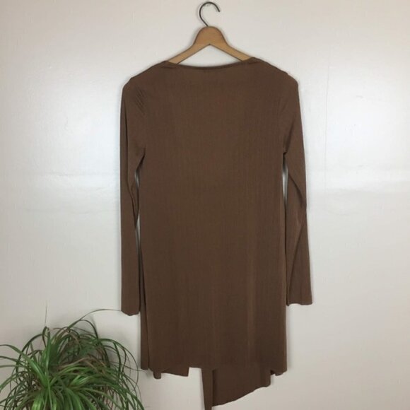 [Zara] Brown Asymmetrical Crossover Slit Top - Picture 8 of 8